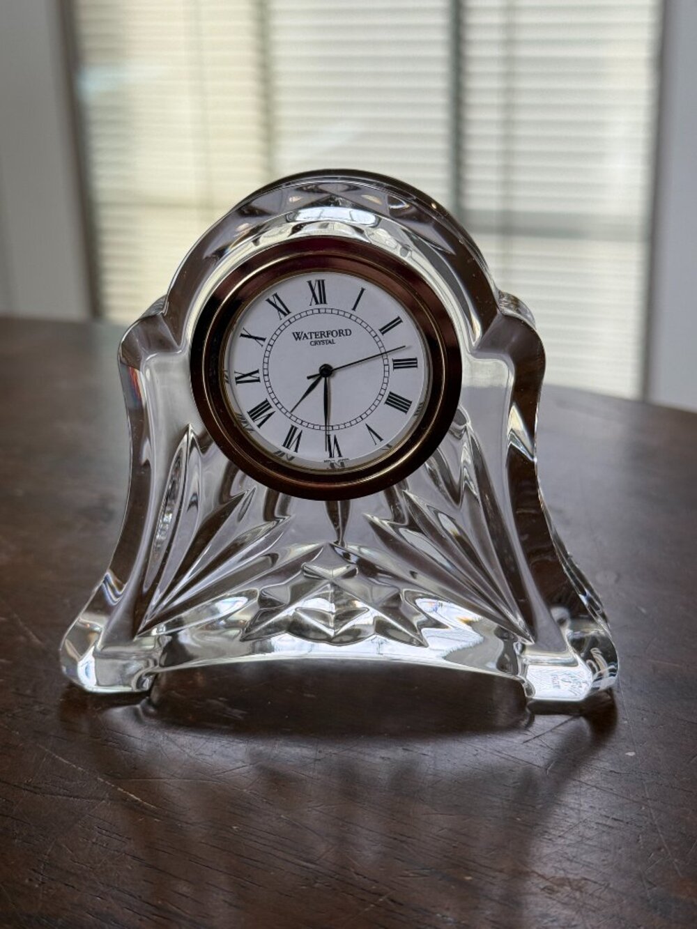 Waterford Crystal Mantel Clock Vintage Roman Numerals Gold Tone Quartz DeskClock
